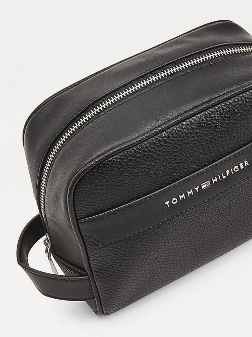 Tommy Hilfiger Downtown Metal Logo Washbag Moški Torbice Črna | TH123SBP