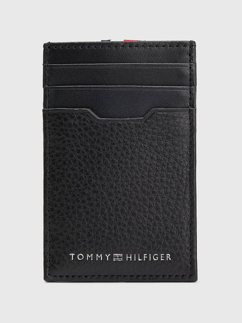 Tommy Hilfiger Downtown Vertical Leather Cardholder Moški Denarnice Črna | TH635JDT