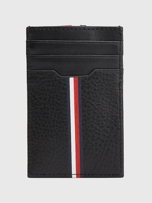 Tommy Hilfiger Downtown Vertical Leather Cardholder Moški Denarnice Črna | TH635JDT