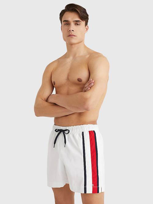 Tommy Hilfiger Drawstring Mid Length Shorts Moški Kopalke Bela | TH164BPN