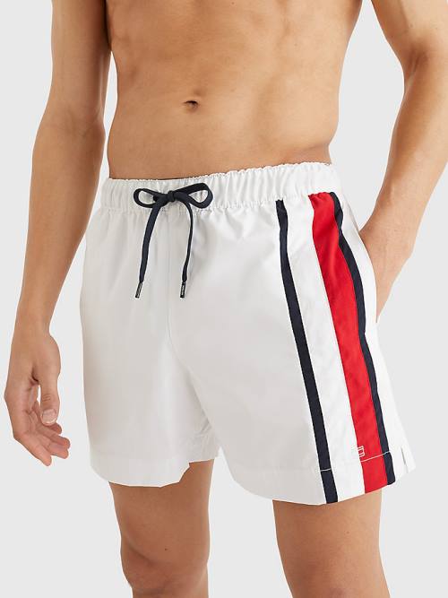 Tommy Hilfiger Drawstring Mid Length Shorts Moški Kopalke Bela | TH164BPN