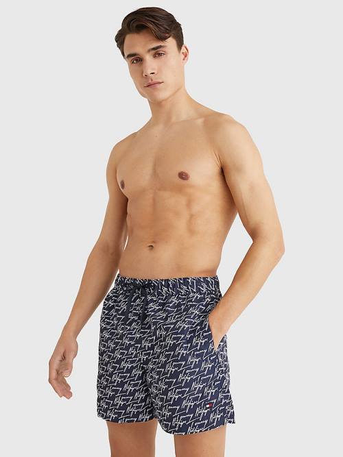 Tommy Hilfiger Drawstring Mid Length Shorts Moški Kopalke Modra | TH603WOM