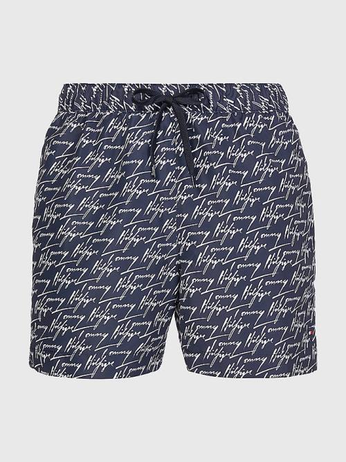 Tommy Hilfiger Drawstring Mid Length Shorts Moški Kopalke Modra | TH603WOM