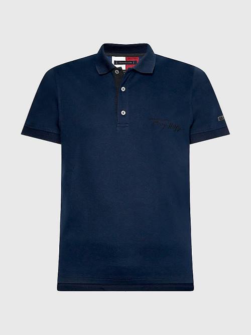 Tommy Hilfiger Elevated Interlock Slim Fit Moški Polo Majica Modra | TH283XDZ