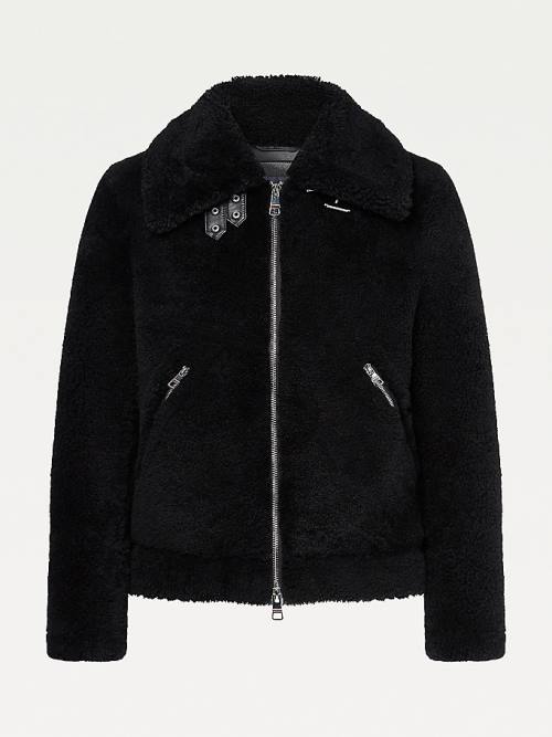 Tommy Hilfiger Elevated Shearling Leather Moški Jakne Črna | TH074IZN