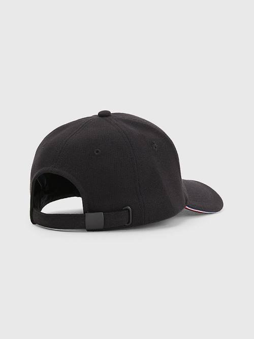 Tommy Hilfiger Elevated Signature Tape Cap Moški Kapa Črna | TH856DGJ