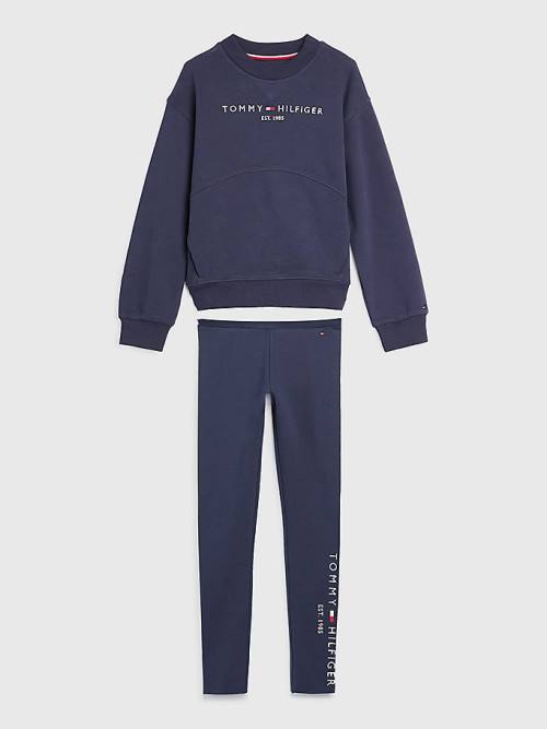 Tommy Hilfiger Essential And Leggings Set Dekleta Pulover Modra | TH093HBC