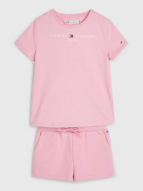 Tommy Hilfiger Essential And Shorts Set Dekleta Pulover Roza | TH197ESN