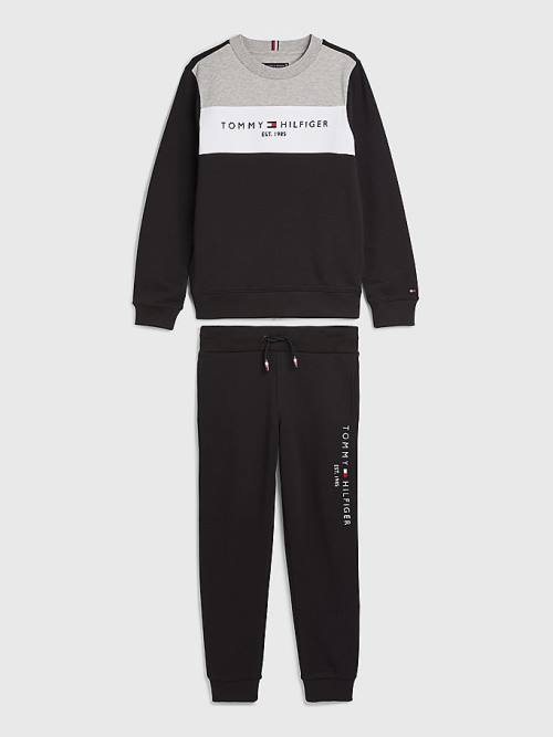 Tommy Hilfiger Essential Colour-Blocked Joggers Set Fantje Pulover Črna | TH186LCW