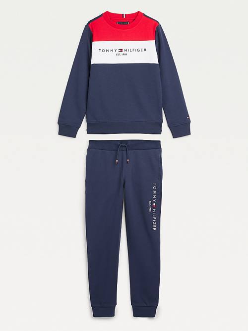 Tommy Hilfiger Essential Colour-Blocked Joggers Set Fantje Pulover Modra | TH406JVH