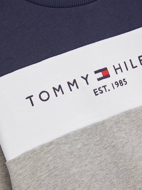 Tommy Hilfiger Essential Colour-Blocked Organic Cotton Fantje Pulover Siva | TH607WFB