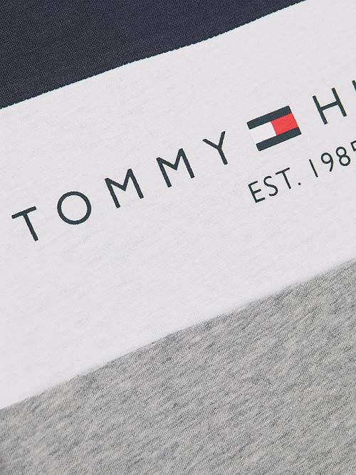 Tommy Hilfiger Essential Colour-Blocked Organic Cotton Fantje Majice Siva | TH840LTB