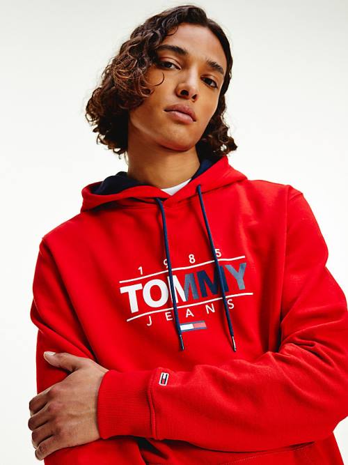 Tommy Hilfiger Essential Graphic Moški Pulover s kapuco Rdeča | TH628APS