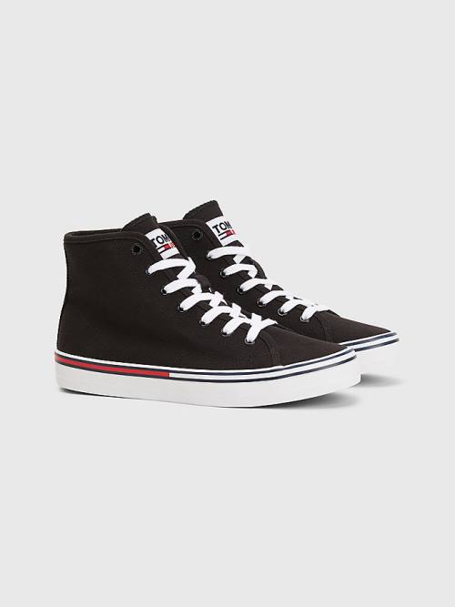 Tommy Hilfiger Essential High-Top Canvas Ženske Superge Črna | TH537MQR