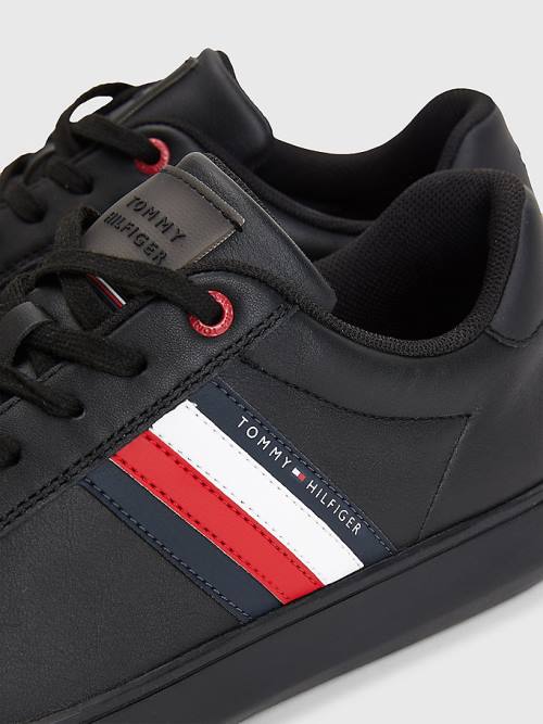 Tommy Hilfiger Essential Leather Cupsole Moški Superge Črna | TH972RYE