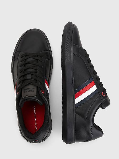 Tommy Hilfiger Essential Leather Cupsole Moški Superge Črna | TH972RYE