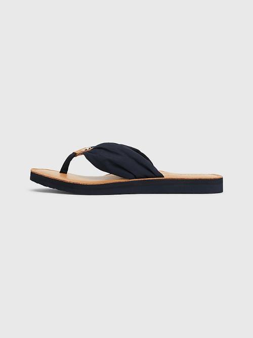 Tommy Hilfiger Essential Leather Footbed Flip-Flops Ženske Sandali Modra | TH824BCZ