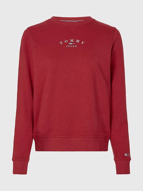 Tommy Hilfiger Essential Logo Crew Neck Ženske Pulover Rdeča | TH516GTM