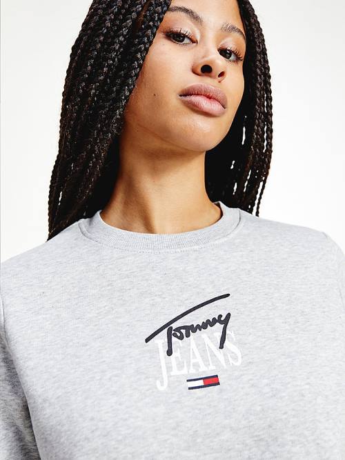 Tommy Hilfiger Essential Logo Crew Neck Ženske Pulover Siva | TH806XPH