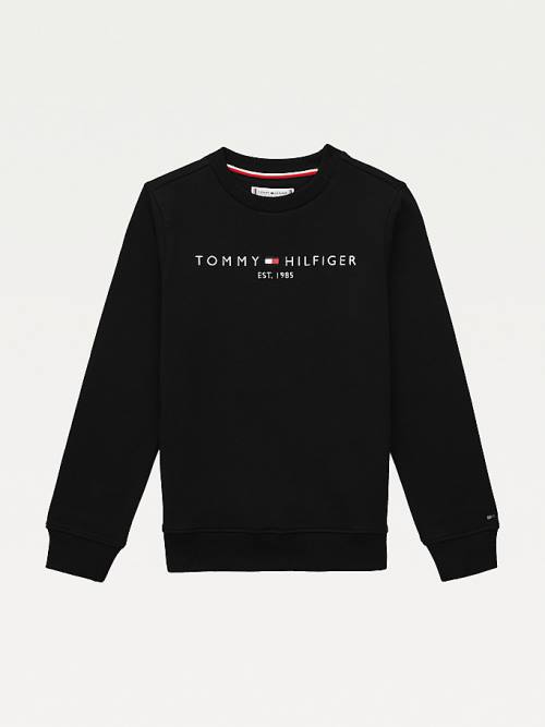 Tommy Hilfiger Essential Logo Fantje Pulover Črna | TH482RHL