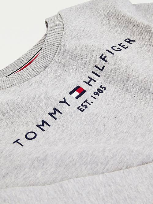 Tommy Hilfiger Essential Logo Fantje Pulover Siva | TH519KJR