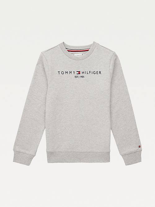 Tommy Hilfiger Essential Logo Fantje Pulover Siva | TH519KJR