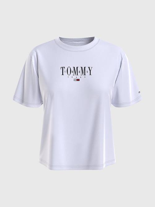 Tommy Hilfiger Essential Logo Jersey Ženske Majice Bela | TH014ZKL