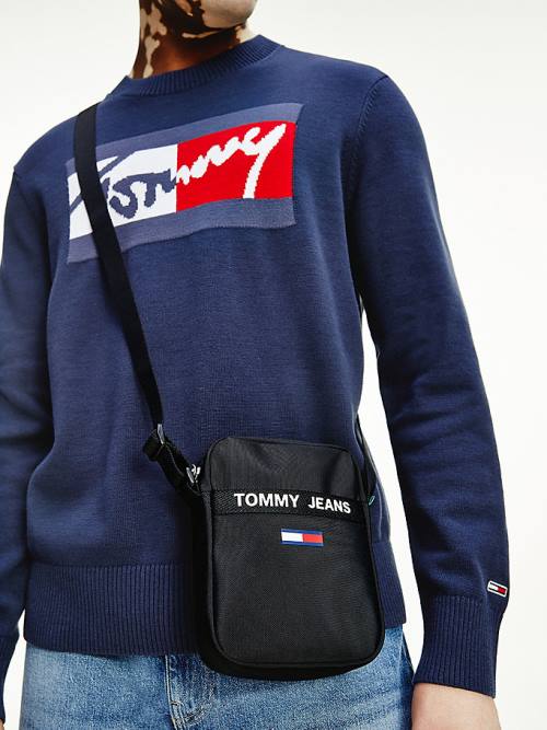 Tommy Hilfiger Essential Logo Reporter Moški Torbice Črna | TH471YKZ