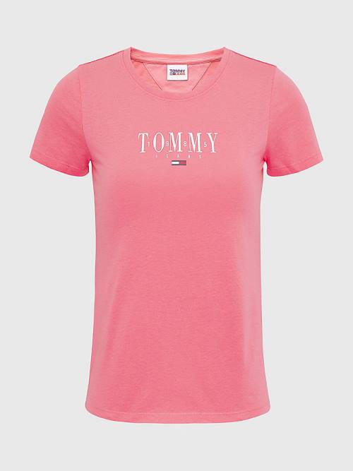 Tommy Hilfiger Essential Logo Skinny Fit Ženske Majice Roza | TH423ESJ