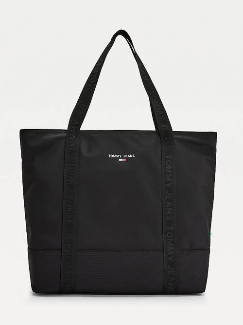 Tommy Hilfiger Essential Logo Tape Tote Ženske Torbice Črna | TH817BDC