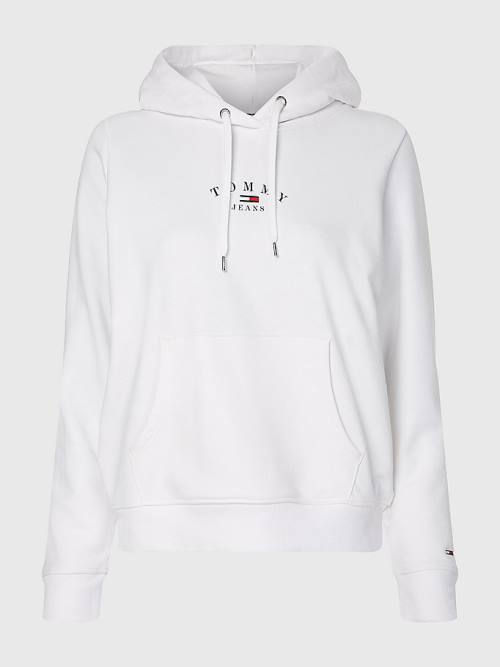 Tommy Hilfiger Essential Logo Ženske Pulover s kapuco Bela | TH341AMD