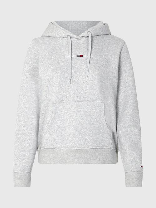 Tommy Hilfiger Essential Logo Ženske Pulover s kapuco Siva | TH905EJD