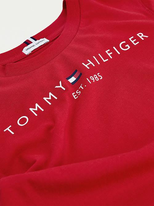 Tommy Hilfiger Essential Organic Cotton Logo Fantje Majice Rdeča | TH317HJG