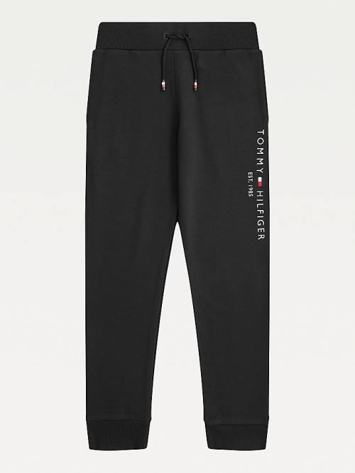 Tommy Hilfiger Essential Organic Cotton Logo Joggers Fantje Hlače Črna | TH409NVU