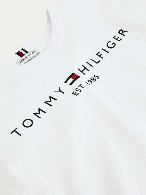 Tommy Hilfiger Essential Organic Cotton Logo Fantje Majice Bela | TH465PMS