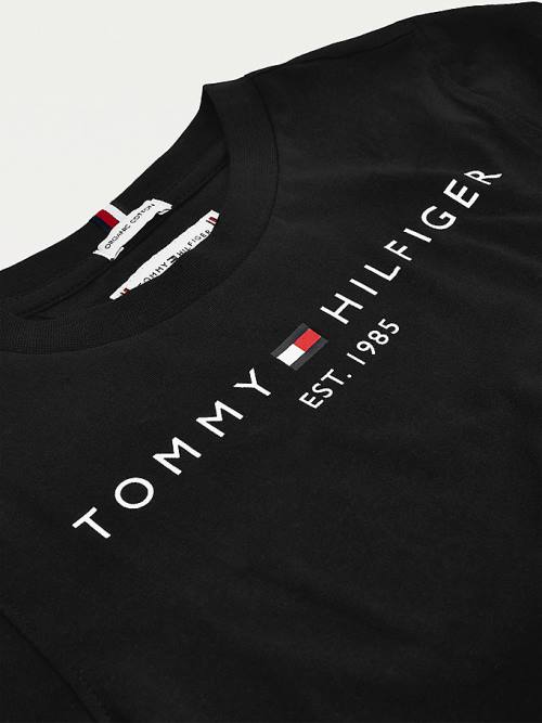 Tommy Hilfiger Essential Organic Cotton Logo Dekleta Majice Črna | TH839NDP