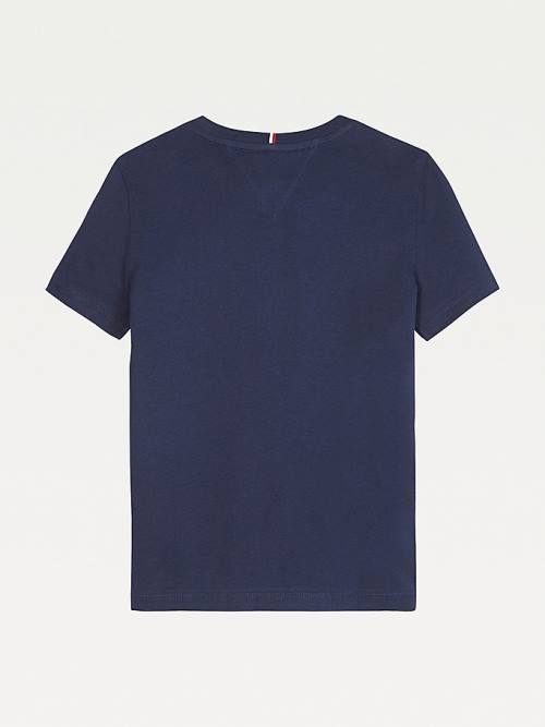 Tommy Hilfiger Essential Organic Cotton Logo Fantje Majice Modra | TH931TVY