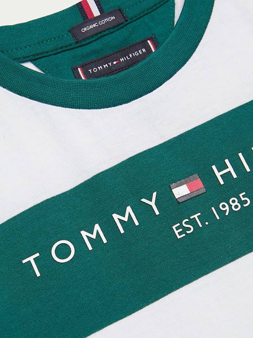 Tommy Hilfiger Essential Organic Cotton Stripe Fantje Majice Zelena | TH940RSH