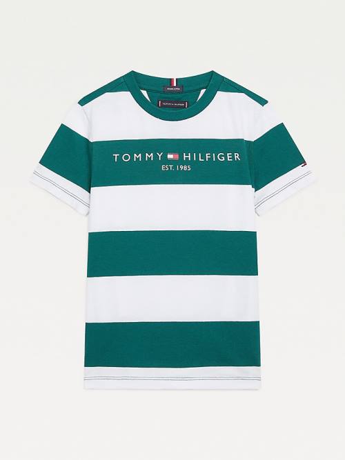 Tommy Hilfiger Essential Organic Cotton Stripe Fantje Majice Zelena | TH940RSH