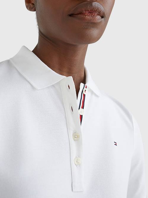 Tommy Hilfiger Essential Placket Detail Ženske Polo Majica Bela | TH026TNF