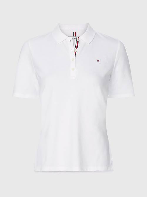 Tommy Hilfiger Essential Placket Detail Ženske Polo Majica Bela | TH026TNF