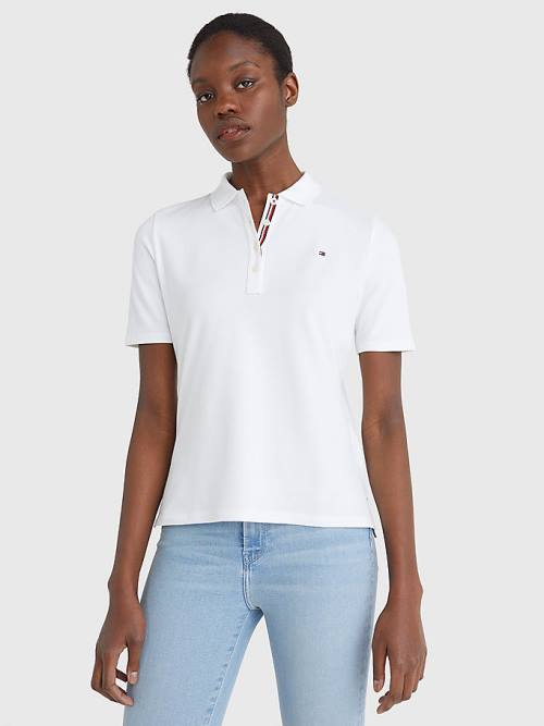 Tommy Hilfiger Essential Placket Detail Ženske Polo Majica Bela | TH026TNF