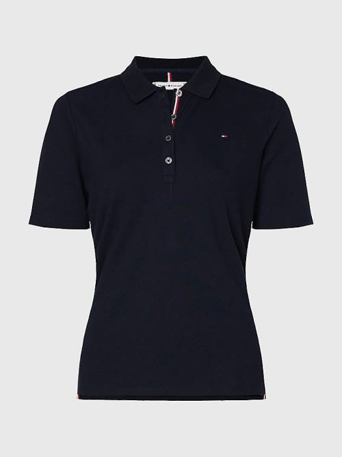 Tommy Hilfiger Essential Placket Detail Ženske Polo Majica Modra | TH381FPV