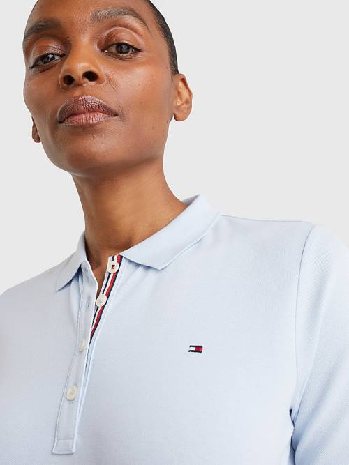 Tommy Hilfiger Essential Placket Detail Ženske Polo Majica Modra | TH456AMP