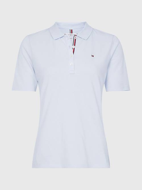 Tommy Hilfiger Essential Placket Detail Ženske Polo Majica Modra | TH456AMP