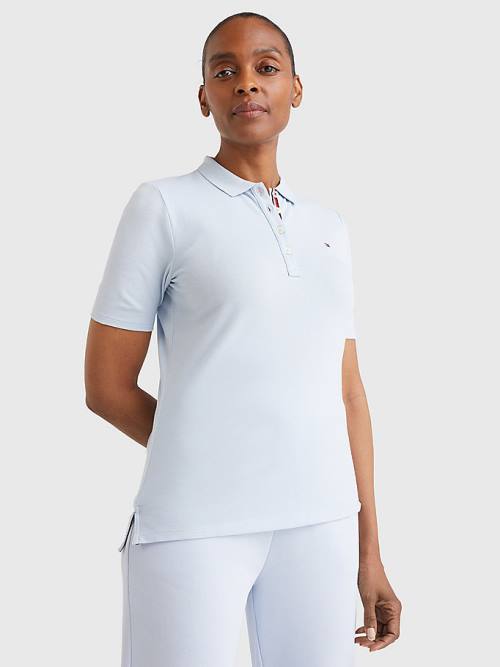 Tommy Hilfiger Essential Placket Detail Ženske Polo Majica Modra | TH456AMP