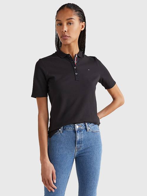 Tommy Hilfiger Essential Placket Detail Ženske Polo Majica Črna | TH972ERX