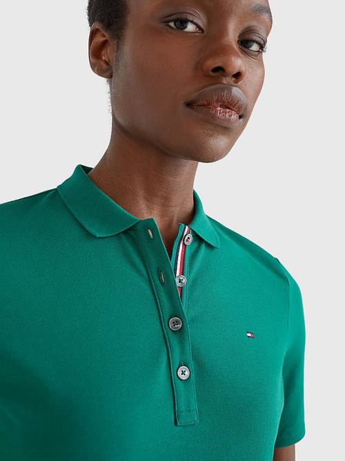 Tommy Hilfiger Essential Placket Detail Ženske Polo Majica Zelena | TH986JPK