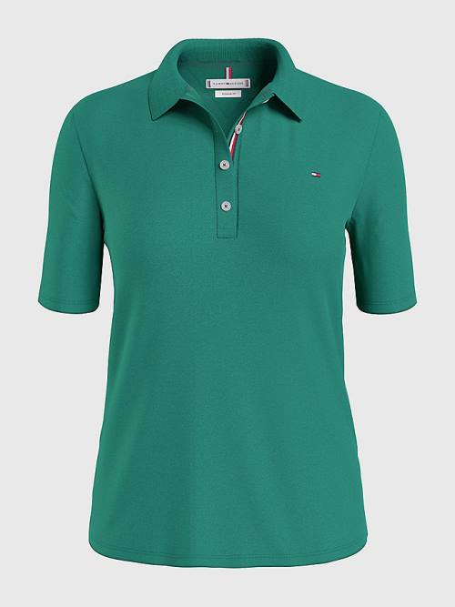 Tommy Hilfiger Essential Placket Detail Ženske Polo Majica Zelena | TH986JPK