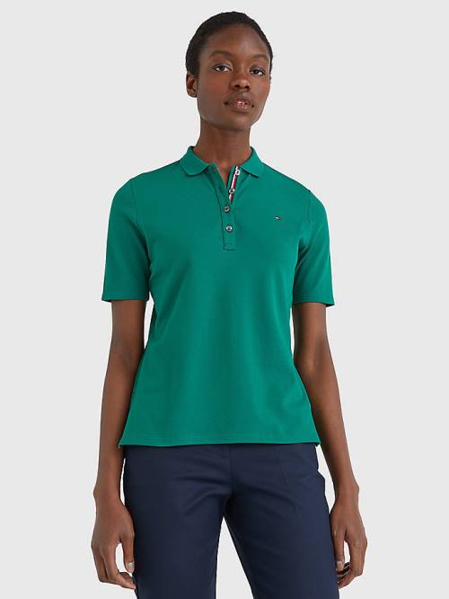 Tommy Hilfiger Essential Placket Detail Ženske Polo Majica Zelena | TH986JPK